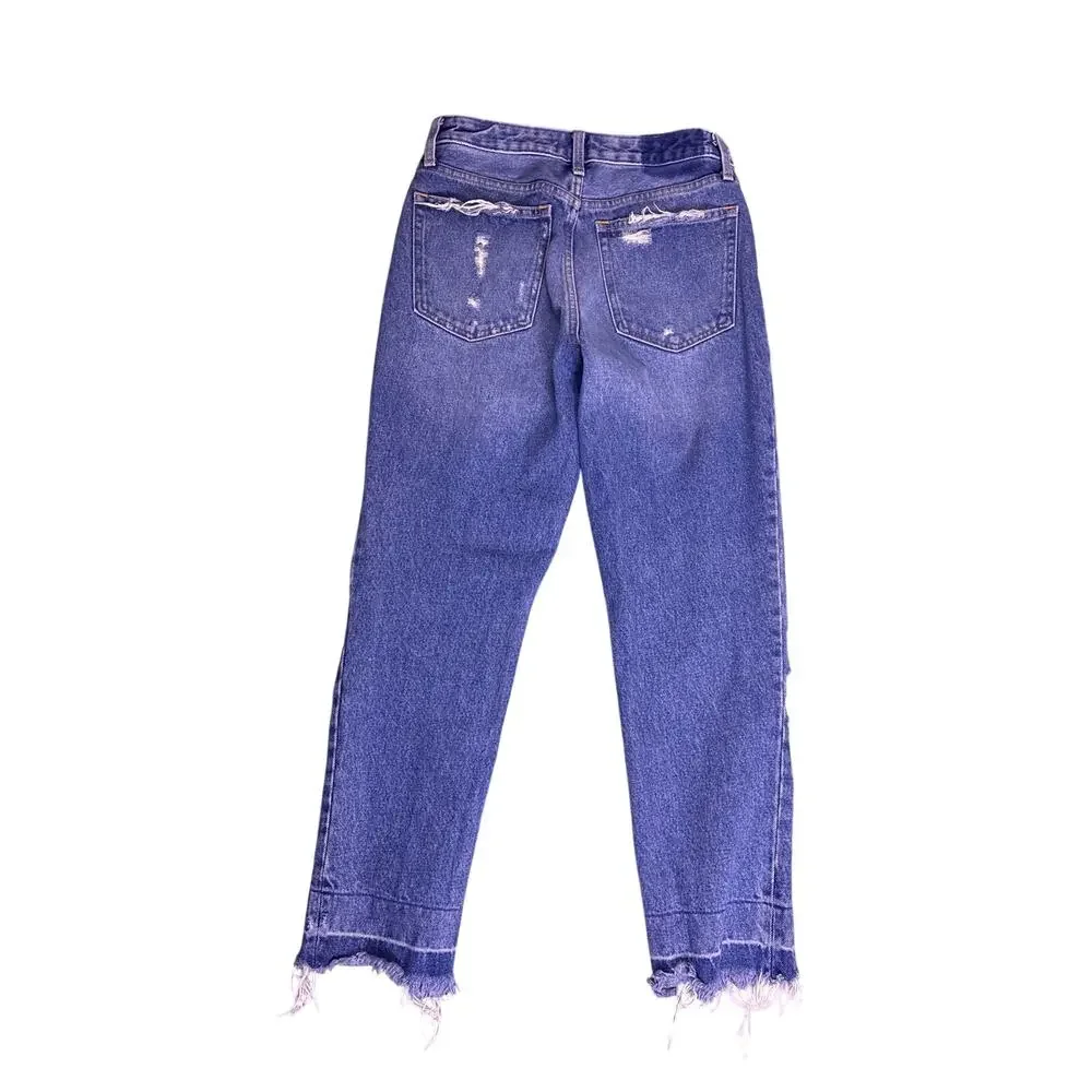 Abercrombie & Fitch Annie High Rise Girlfriend Jeans Women’s 6 28W Y2K Raw Hem